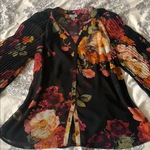 Sheer Black Floral Blouse